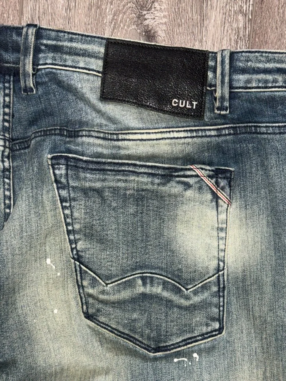 Cult of Individuality Rocker Slim Distressed Jeans Mens 44x33 Paint Splattered